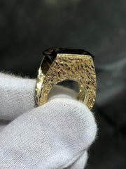 LIV 14k Yellow Gold Natural Smoky Topaz Large Cushion Design Band Ring Sz 6 Gift
