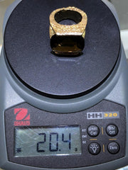 LIV 14k Yellow Gold Natural Smoky Topaz Large Cushion Design Band Ring Sz 6 Gift