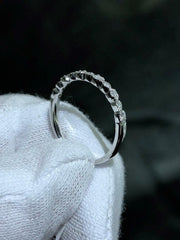 LIV 14k White Gold Natural White Diamond Halo Thin Stackable Band Ring Sz 7