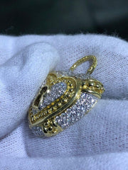 LIV 18k Yellow Gold Natural White Diamond 1.86ct Large Heart Cable Pendant Gift