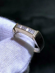 LIV 14k White Gold Natural White Diamond 0.55ct Baguette Cut Channel Band Ring Gift