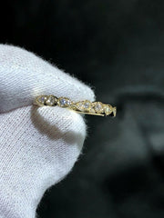 LIV 14k Yellow Gold Natural White Diamonds Stackable Band Ring Size 7 Gift