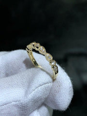 LIV 14k Yellow Gold Natural White Diamonds Stackable Band Ring Size 7 Gift