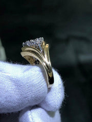 LIV 14k Solid Yellow Gold Prong Set Natural White Diamond 1.20ct tw Cluster Ring Size 6