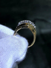 LIV 14k Solid Yellow Gold Prong Set Natural White Diamond 1.20ct tw Cluster Ring Size 6