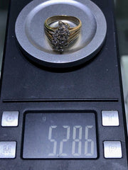 LIV 14k Solid Yellow Gold Prong Set Natural White Diamond 1.04ct tw Cluster Ring Size 6