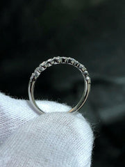 LIV 14k White Gold Natural White Diamond Halo Thin Stackable Band Ring Sz 7