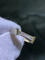 LIV 14k White Gold Natural White Diamond 0.55ct Baguette Cut Channel Band Ring Gift