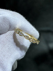 LIV 14k Yellow Gold Natural White Diamonds Stackable Band Ring Size 7 Gift