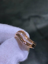 LIV 14k Solid Rose Gold Natural White & Champagne Diamonds Swirl Band Ring Size 7.5
