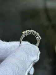 LIV 14k White Gold Lab Grown Round Cut Diamond Stack Band Bridal Ring 1.64ct Sz 7