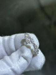 LIV 14k White Gold Lab Grown Marquise Cut Diamond Eternity Band Bridal Ring 2.20ct