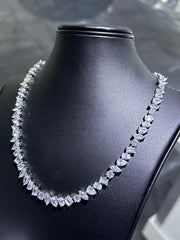 LIV Platinum Sterling Silver White Sapphire Multi Cut Bridal Tennis Necklace 16" L