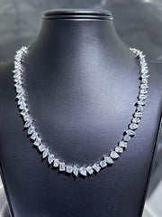 LIV Platinum Sterling Silver White Sapphire Multi Cut Bridal Tennis Necklace 16" L