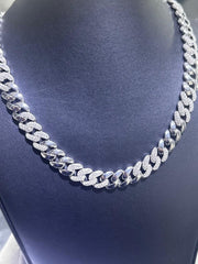 LIV Platinum Sterling Silver Miami Cuban Simulated White Sapphire Tennis Necklace 16