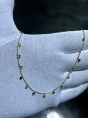 LIV 14k Yellow Gold & Natural Diamonds Blue Sapphires Halo Drop Dangle Necklace Gift