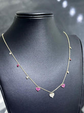 LIV 14k Yellow Gold & Natural Diamonds Red Ruby Heart Halo Drop Dangle Necklace Gift