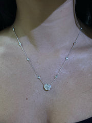 LIV 14k White Gold Natural VVS Diamonds 2.50ct Round Cut Halo Tennis Necklace 16" Length