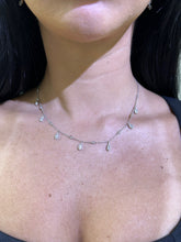 LIV 14k White Gold Natural White VVS Diamonds Water Drop Chandelier Necklace 16" Length