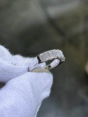 LIV 14k White Gold Lab Grown Emerald Cut Diamond Wedding Band Bridal Ring 2.24ct S7