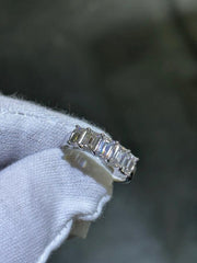 LIV 14k White Gold Lab Grown Emerald Cut Diamond Wedding Band Bridal Ring 2.18ct VVS