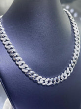 LIV Platinum Sterling Silver Miami Cuban Simulated White Sapphire Tennis Necklace 16