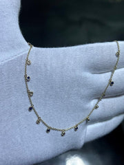 LIV 14k Yellow Gold & Natural Diamonds Blue Sapphires Halo Drop Dangle Necklace Gift