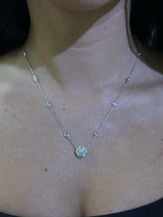 LIV 14k White Gold Natural VVS Diamonds 2.50ct Round Cut Halo Tennis Necklace 16" Length