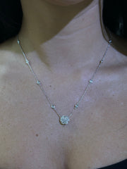 LIV 14k White Gold Natural VVS Diamonds 2.50ct Round Cut Halo Tennis Necklace 16" Length