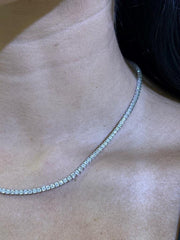 LIV 14k White Gold Natural White VS Diamonds 11.02ct Classic Tennis Necklace 17" L
