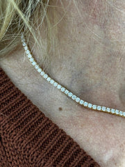 LIV 14k Yellow Gold Natural VS1 Diamonds 13.26ct Round Cut Tennis Necklace 16" L