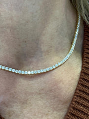 LIV 14k Yellow Gold Natural VS1 Diamonds 13.26ct Round Cut Tennis Necklace 16" L