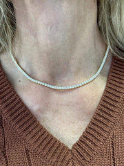 LIV 14k Yellow Gold Natural VS1 Diamonds 13.26ct Round Cut Tennis Necklace 16" L