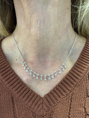 LIV 14k White Gold Natural VS1 Diamonds 1.85ct Round Cut Chandelier Necklace 16" L