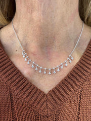 LIV 14k White Gold Natural VS1 Diamonds 1.85ct Round Cut Chandelier Necklace 16" L