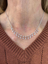 LIV 14k White Gold Natural VS1 Diamonds 1.85ct Round Cut Chandelier Necklace 16" L