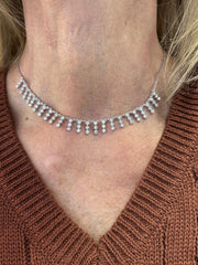 LIV 14k White Gold Natural VS1 Diamonds 2.55ct Round Cut Chandelier Necklace 16" L