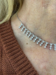 LIV 14k White Gold Natural VS1 Diamonds 2.55ct Round Cut Chandelier Necklace 16" L