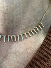 LIV 14k Yellow Gold Natural VS1 Diamonds 1.44ct Round Cut Chandelier Necklace 16" L