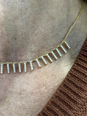 LIV 14k Yellow Gold Natural VS1 Diamonds 1.44ct Round Cut Chandelier Necklace 16" L