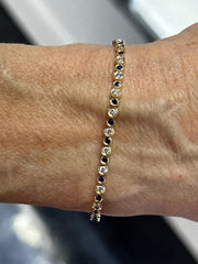 LIV 14k Yellow Gold Natural VS1 Diamonds & Blue Sapphire Halo Tennis Bracelet 7" L
