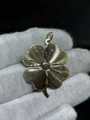 LIV 14k Yellow Gold Hand Made Vintage Mother Child Heart Charm Pendant