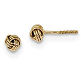 LIV 14k Solid Yellow Gold Love Knot Cable Design Stud Screw Back Earrings