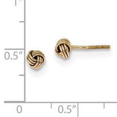 LIV 14k Solid Yellow Gold Love Knot Cable Design Stud Screw Back Earrings