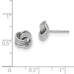 LIV 14k White Gold Love Knot Cable Design Diamond Cut Stud Post Earrings Gift