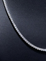 LIV Platinum Sterling Silver White Sapphire Paper Link Tennis Choker Necklace Gift