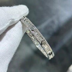 LIV 14k White Gold & Diamonds Baguette Channel Set Size 16 Bangle Bracelet 5.25ct tw