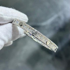 LIV 14k White Gold & Diamonds Baguette Channel Set Size 16 Bangle Bracelet 5.25ct tw