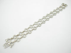 LIV 18k White Gold & Natural Diamonds Double Row Halo Design Tennis Bracelet Gift 7"