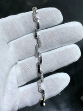 LIV 14k Solid White Gold Natural White Diamonds Zig Zag Design Tennis Bracelet 7" Length